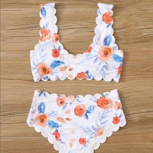 Floral Scalloped Bikini Set